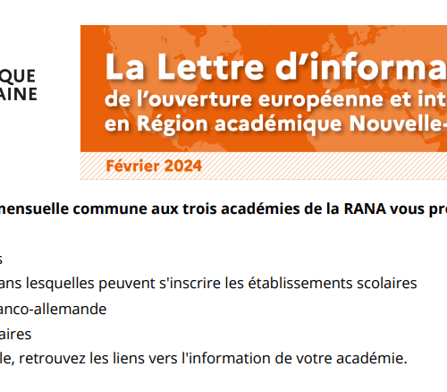 Lettre Ouverture Internationale – Région Académique Nouvelle-Aquitaine – Février 2024